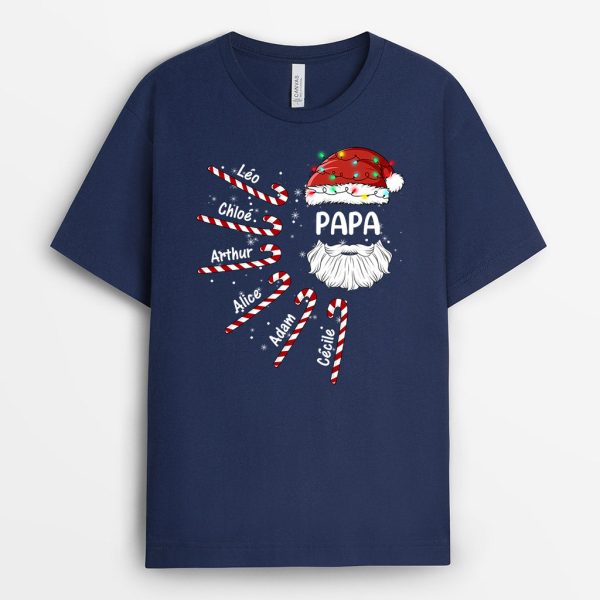 T-shirt Papa Papi Chapeau Batons Noel Personnalise