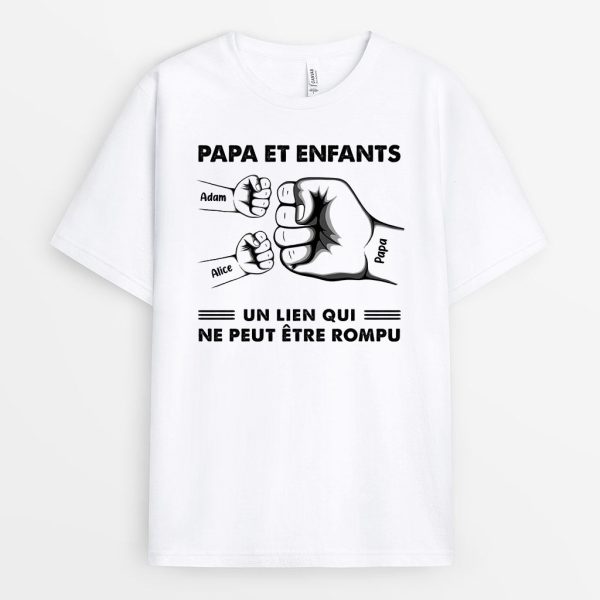 T-shirt Papa Papi Enfants Lien Pas Rompu Personnalise