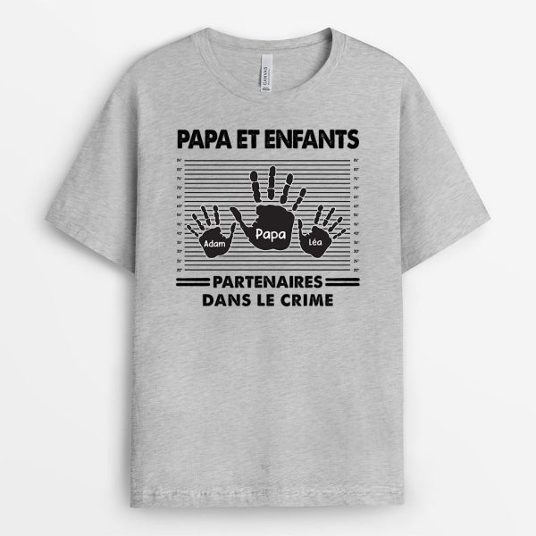 T-shirt Papa Papi Enfants Partenaires Dans Le Crime Personnalise