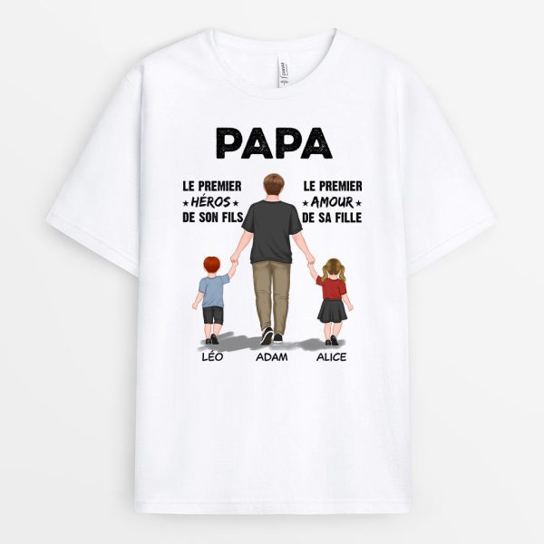 T-shirt Papa Papi Heros et Amour Personnalise