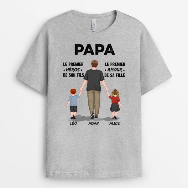 T-shirt Papa Papi Heros et Amour Personnalise