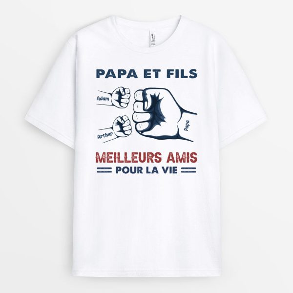 T-shirt Papa Papi Petits-Fils Meilleurs Amis Personnalise