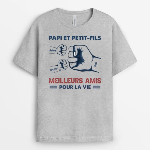 T-shirt Papa Papi Petits-Fils Meilleurs Amis Personnalise