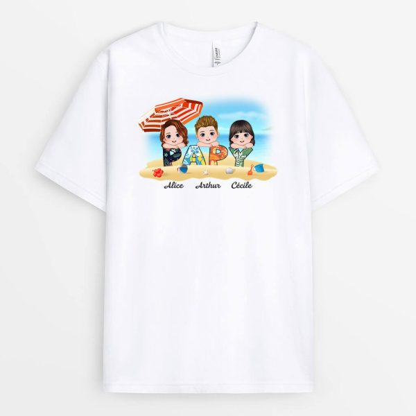 T-shirt Papa Papi Theme D’ete Sur La Plage Personnalise