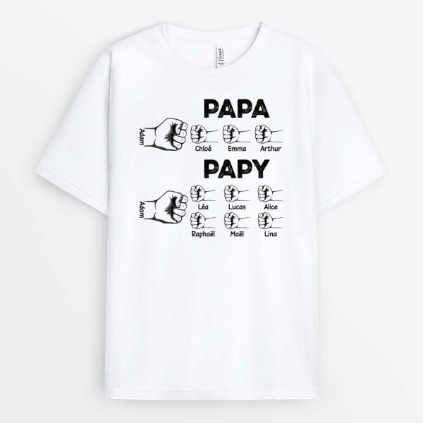 T-shirt Papa Papy Bosses De Poing En Lignes Personnalise