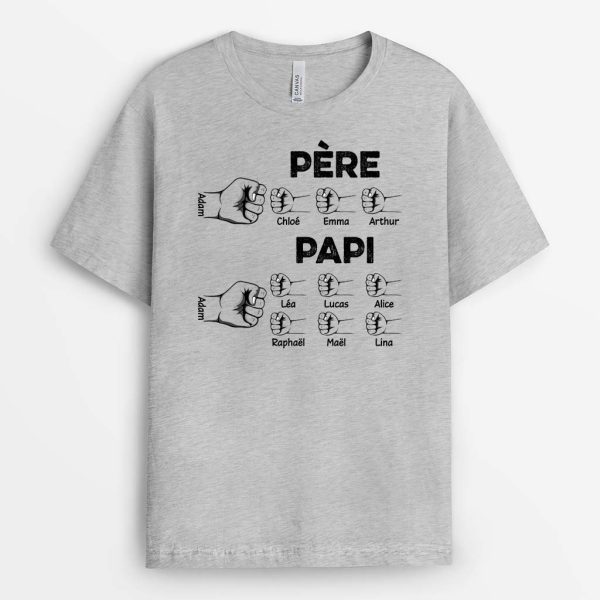 T-shirt Papa Papy Bosses De Poing En Lignes Personnalise