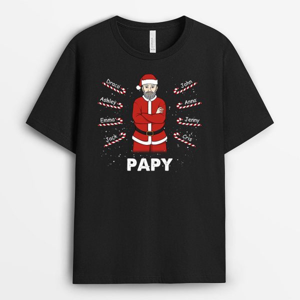 T-shirt Papa Papy Pere Noel Personnalise