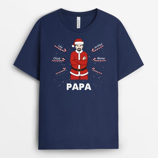 T-shirt Papa Papy Pere Noel Personnalise