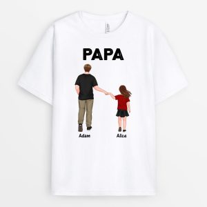 T-shirt Papa et Enfant Marchent Main Dans La Main Personnalise T-shirt Papa et Enfant Marchent Main Dans La Main Personnalise