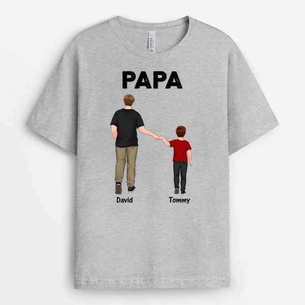 T-shirt Papa et Enfant Marchent Main Dans La Main Personnalise