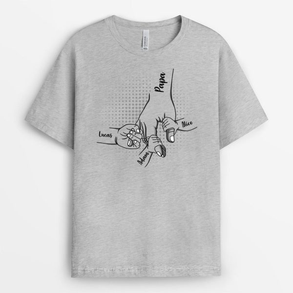 T-shirt Papa et Enfants Main Dans La Main Personnalise