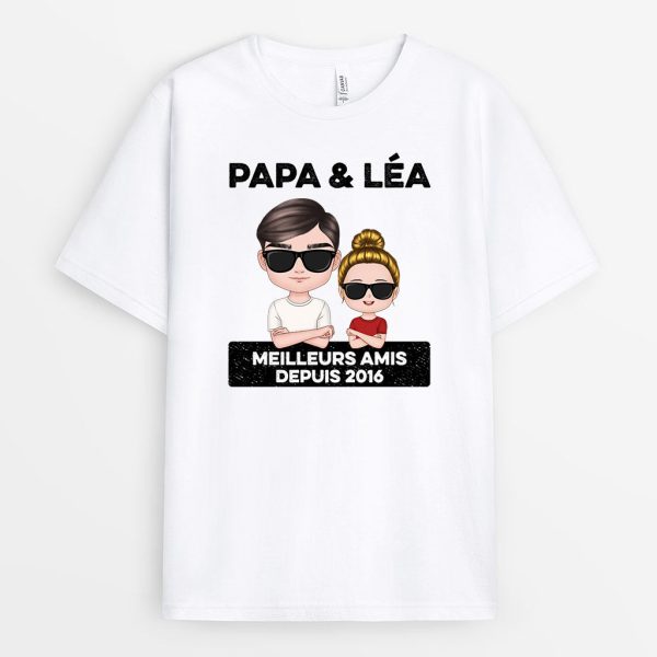 T-shirt Papa et Enfants Meilleurs Amis Depuis Personnalise