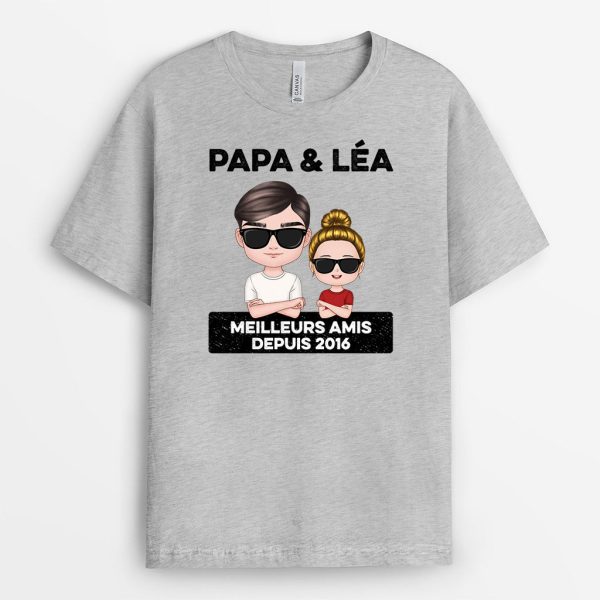 T-shirt Papa et Enfants Meilleurs Amis Depuis Personnalise