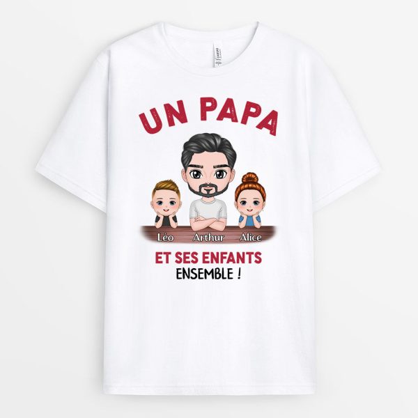 T-shirt Papa et Ses Enfants Ensemble Personnalise