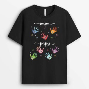 T-shirt PapaPapy Coeurs Et Mains Personnalise T-shirt PapaPapy Coeurs Et Mains Personnalise