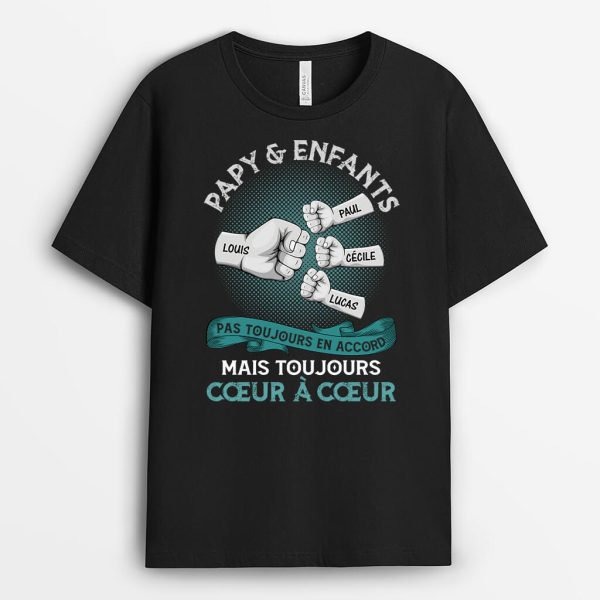 T-shirt PapaPapy Et FilleFils Toujours Coeur A Coeur Personnalise