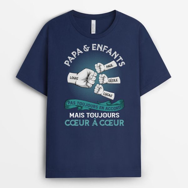 T-shirt PapaPapy Et FilleFils Toujours Coeur A Coeur Personnalise