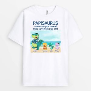 T-shirt Papasaurus Papisaurus La Plage Personnalise T-shirt Papasaurus Papisaurus La Plage Personnalise