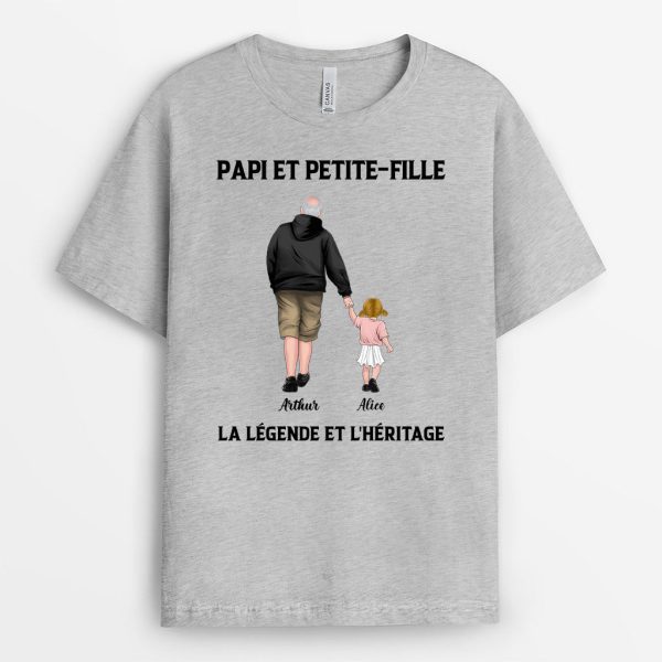 T-shirt Papi Papa Petits-Enfants La Legende L’heritage Personnalise