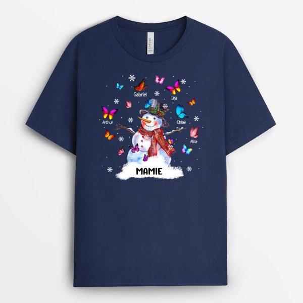 T-shirt Papillons et Bonhomme de Neige Personnalise