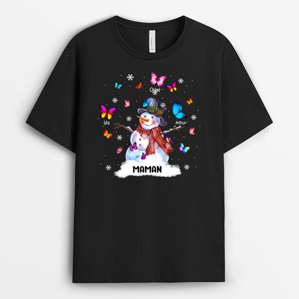 T-shirt Papillons et Bonhomme de Neige Personnalise