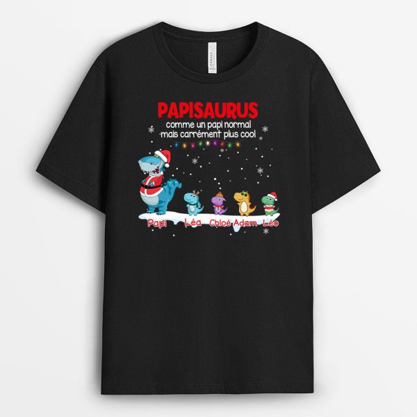 T-shirt Papisaurus Papasaurus Petits Dinosaures Sous Neige Personnalise