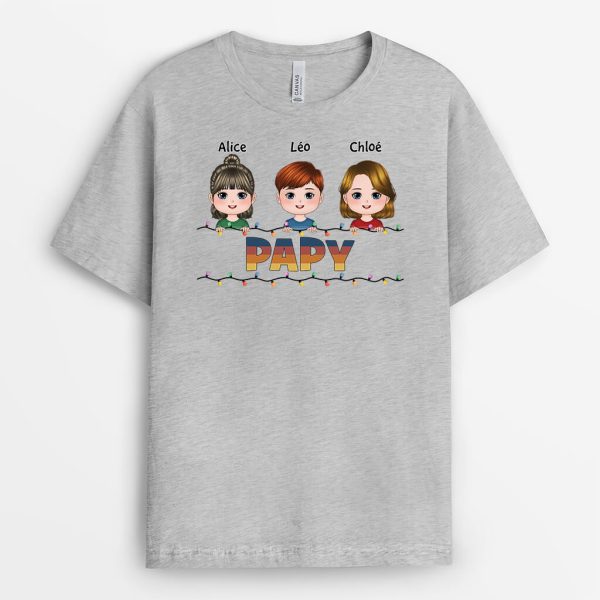 T-shirt Papy Avec Petits-Enfants Version Noel Personnalise