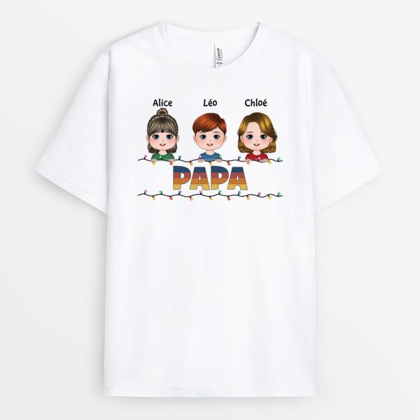 T-shirt Papy Avec Petits-Enfants Version Noel Personnalise