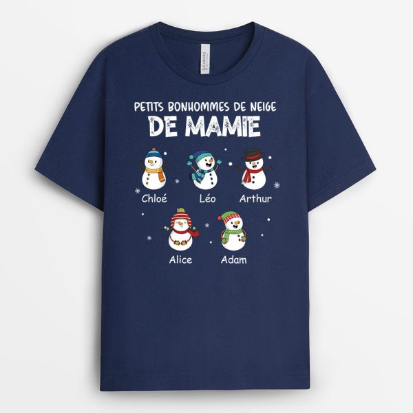 T-shirt Petits Bonhommes De Neige De Maman Mamie Personnalise