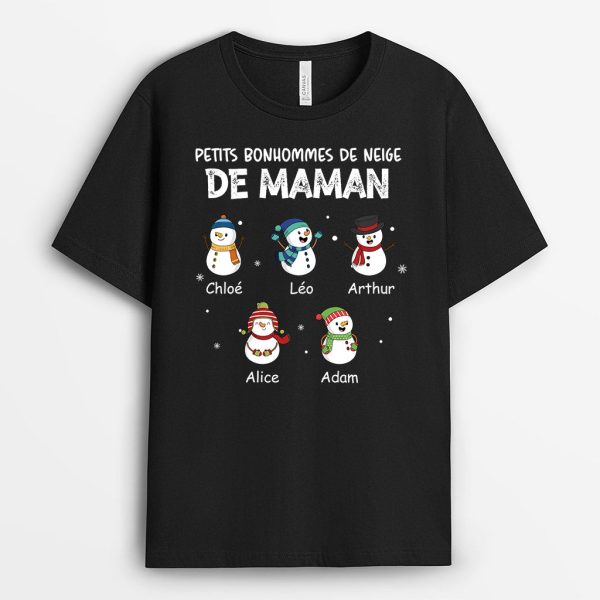 T-shirt Petits Bonhommes De Neige De Maman Mamie Personnalise