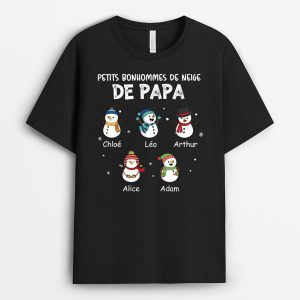 T-shirt Petits Bonhommes De Neige De Papa Papi Personnalis T-shirt Petits Bonhommes De Neige De Papa Papi Personnalis