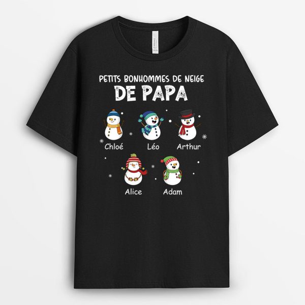 T-shirt Petits Bonhommes De Neige De Papa Papi Personnalis