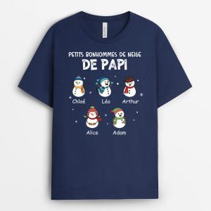 T-shirt Petits Bonhommes De Neige De Papa Papi Personnalis T-shirt Petits Bonhommes De Neige De Papa Papi Personnalis