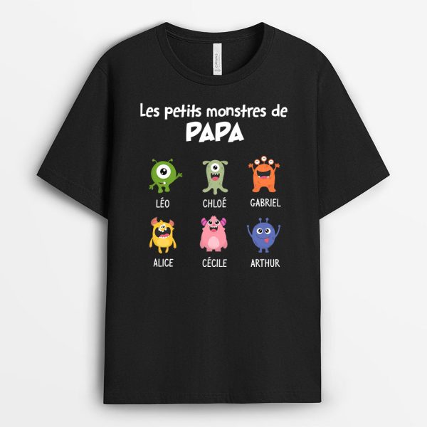 T-shirt Petits Monstres De Papi Papa Personnalise