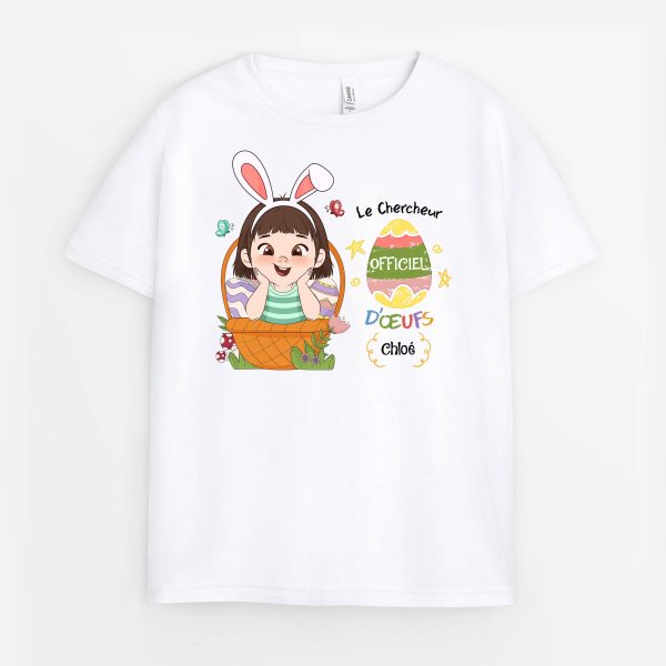 T-shirt Pour Enfant Le Chercheur Officiel D’œufs Personnalise