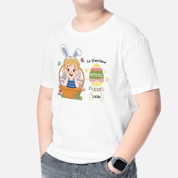 T-shirt Pour Enfant Le Chercheur Officiel D’œufs Personnalise