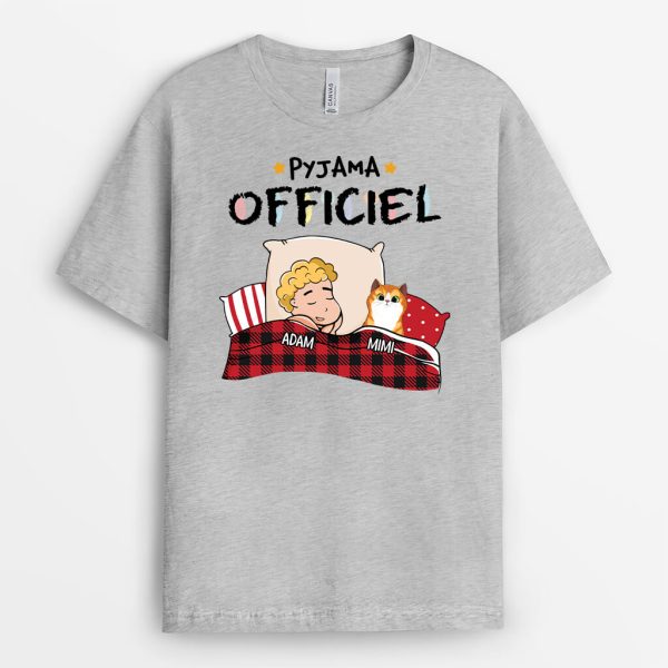 T-shirt Pyjama Officiel Avec Chat Personnalise