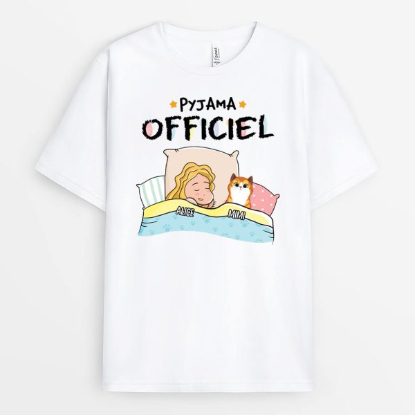 T-shirt Pyjama Officiel Avec Chat Personnalise