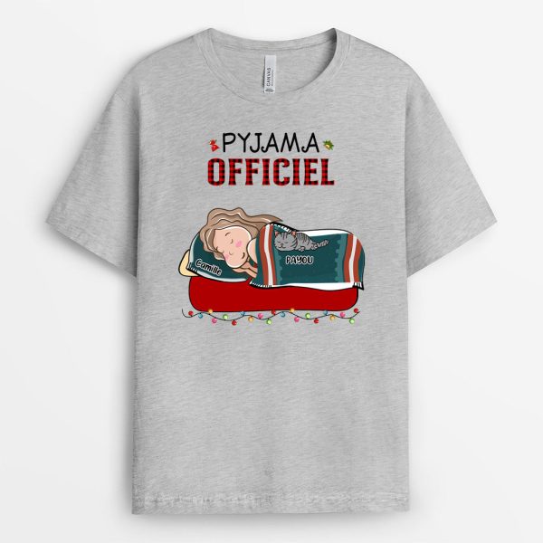 T-shirt Pyjama Officiel Chat Noel A Motifs Personnalise