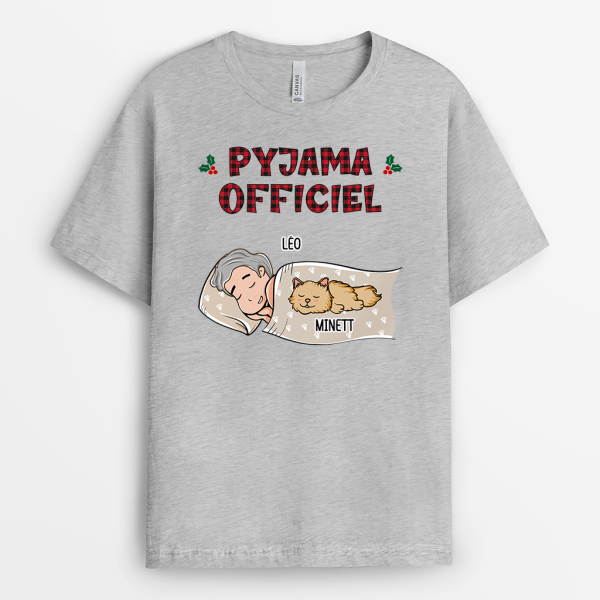 T-shirt Pyjama Officiel Chat Noel Personnalise