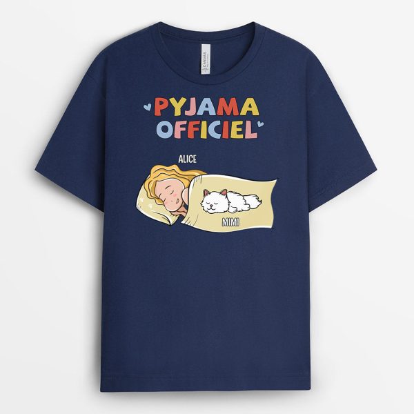 T-shirt Pyjama Officiel Chats Couleurs Foncees Personnalise