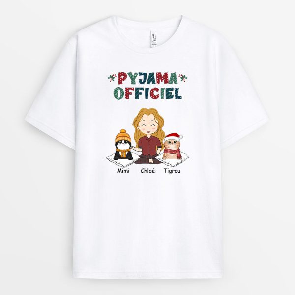 T-shirt Pyjama Officiel Chats Festif Personnalise