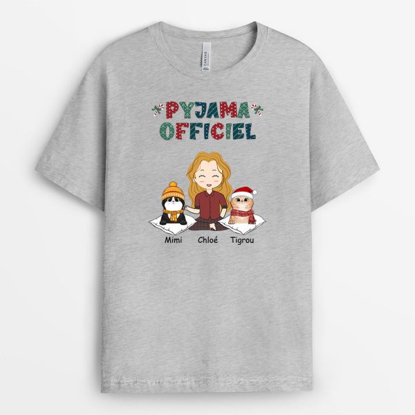 T-shirt Pyjama Officiel Chats Festif Personnalise