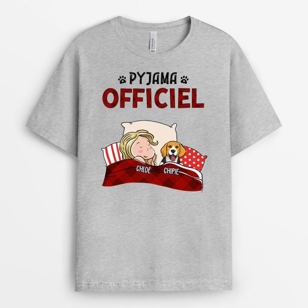 T-shirt Pyjama Officiel Chiens A Carreaux Personnalise