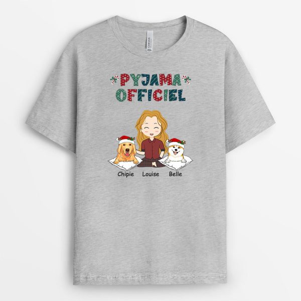 T-shirt Pyjama Officiel Chiens Festif Personnalise