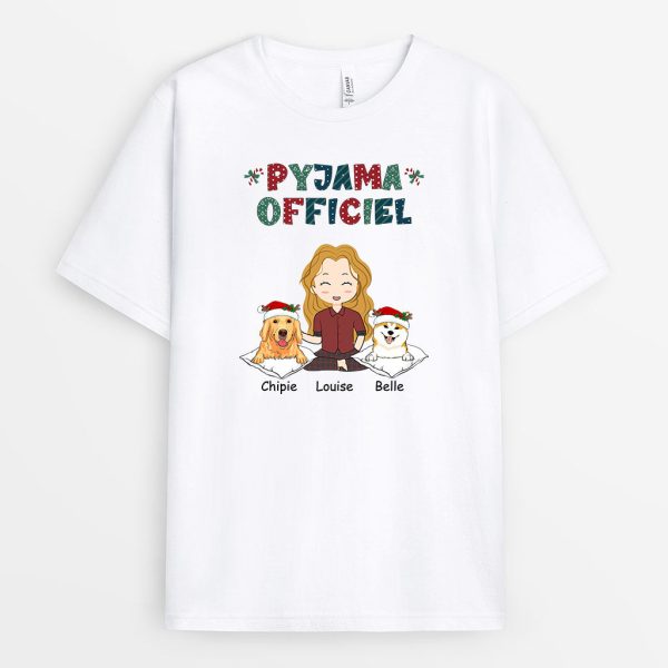 T-shirt Pyjama Officiel Chiens Festif Personnalise