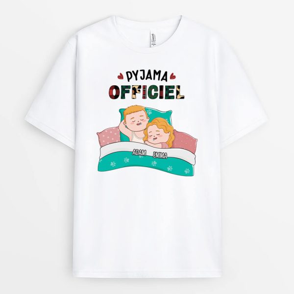 T-shirt Pyjama Officiel Pour Couple Personnalise