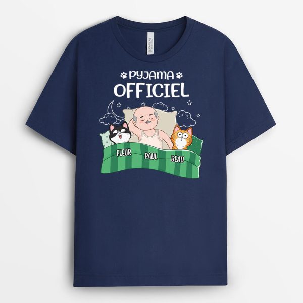 T-shirt Pyjama Offiel Version Ciel Avec Chat Personnalise