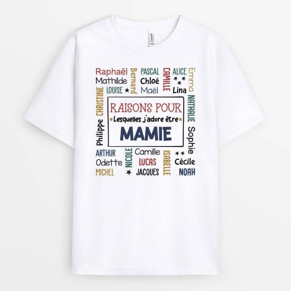 T-shirt Raisons Pour Lesquelles J’Aime Etre PapyMamie Personnalise