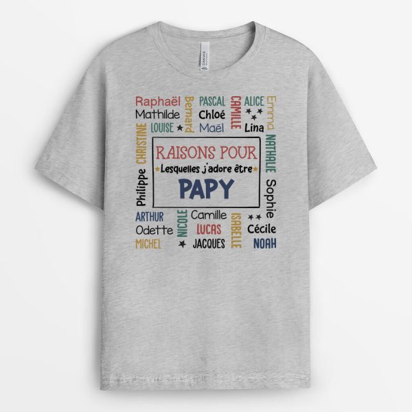 T-shirt Raisons Pour Lesquelles J’Aime Etre PapyMamie Personnalise